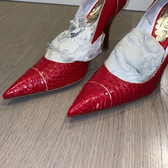 Lounge by Massimo Dogana red snake skin heels. Like new - Picture 6 of 7